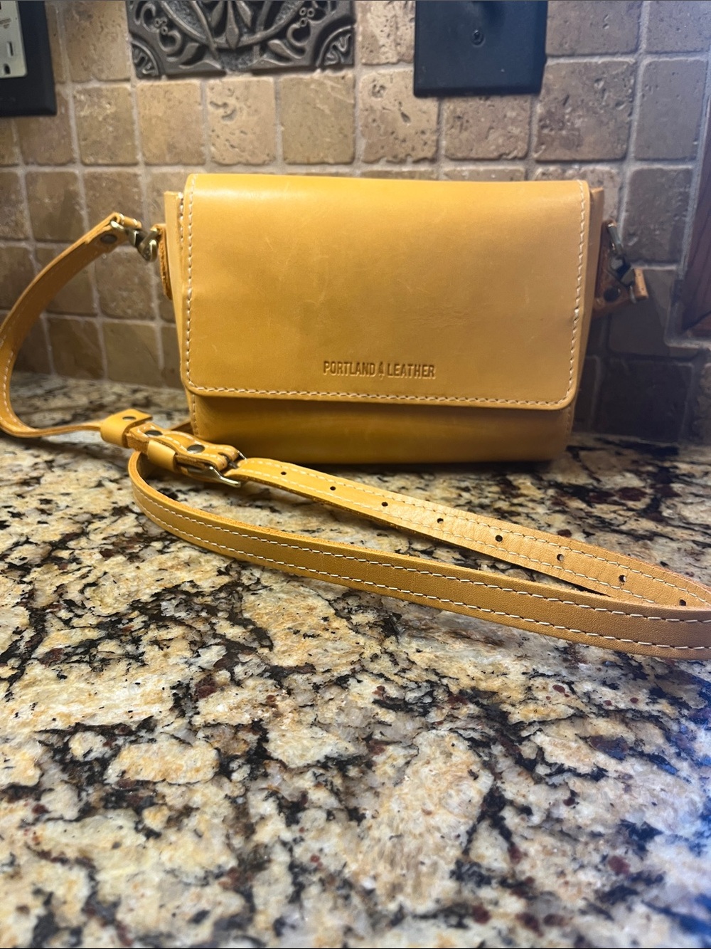 Portland Leather Yellow-Tan Crossbody Bag